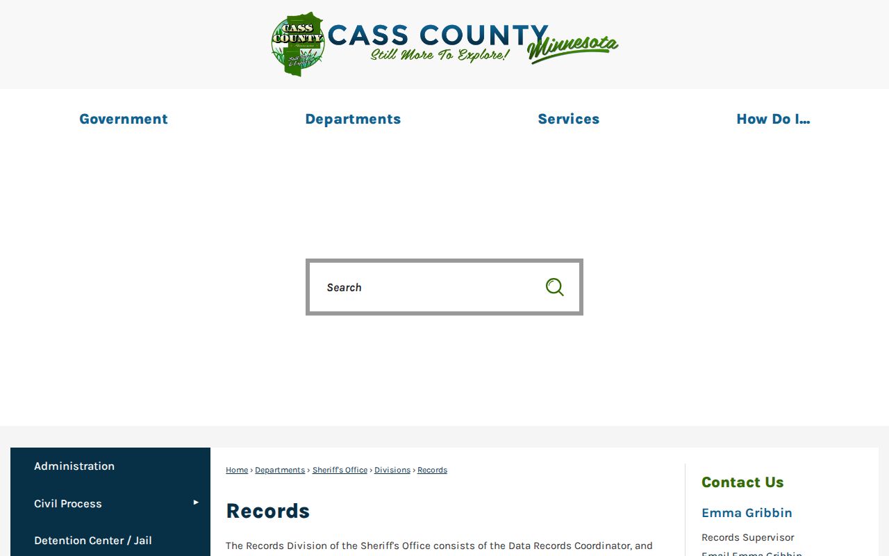Cass County release records unit request page