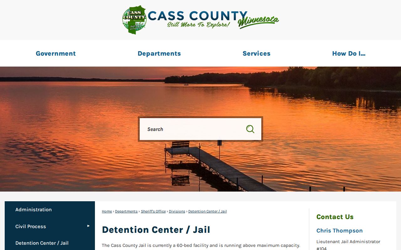 Cass County Jail release and current custody page