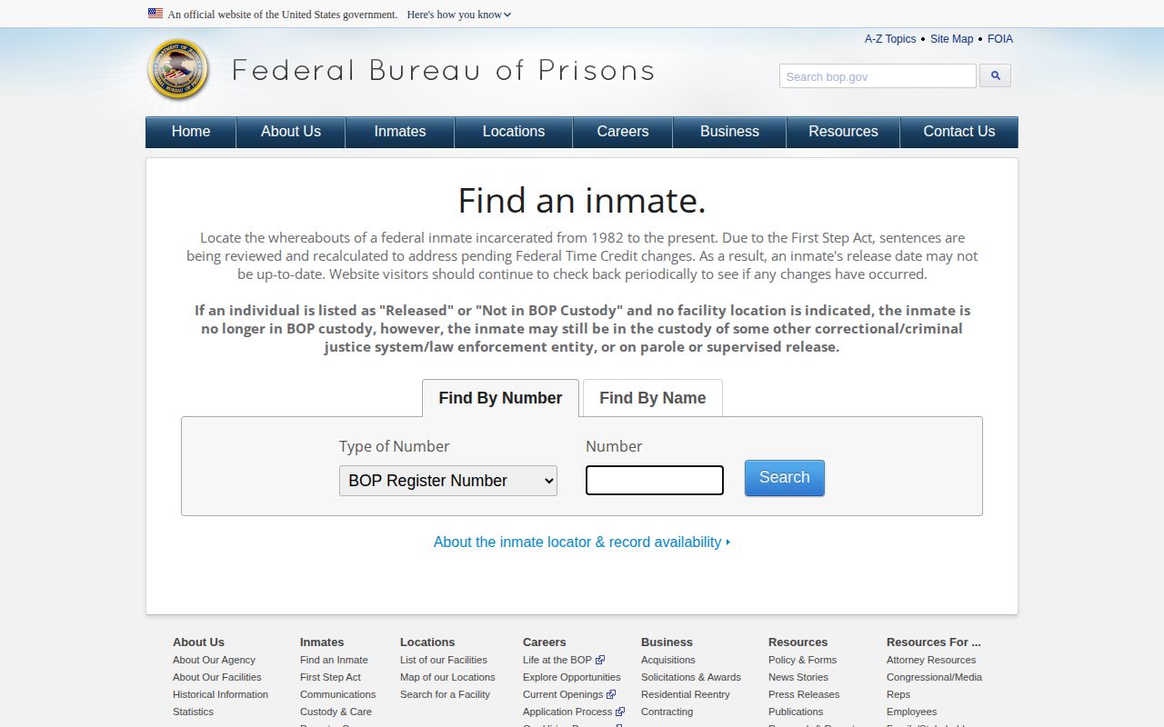 Federal BOP release locator for a Cass County federal case